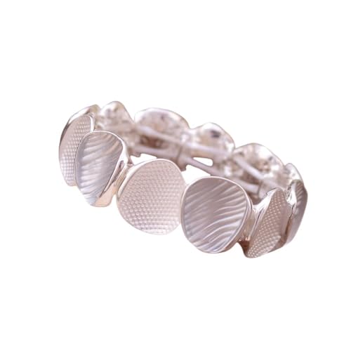 YOPI Handgefertigtes ovales Verbindungsarmband aus Legierung mit Ölgemälde-Design | Elastisches Seilarmband for Damen(Weiß) von YOPI