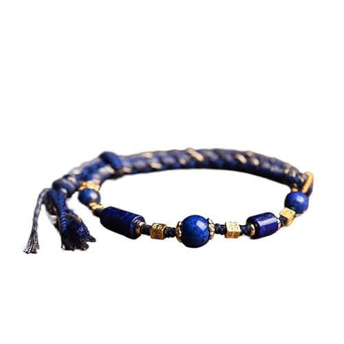 YOPI Handgemachte verstellbare Handseil natürliche Lapis Sandelholz Seil Kette ethnischen Stil Damen Armbänder(Blue) von YOPI