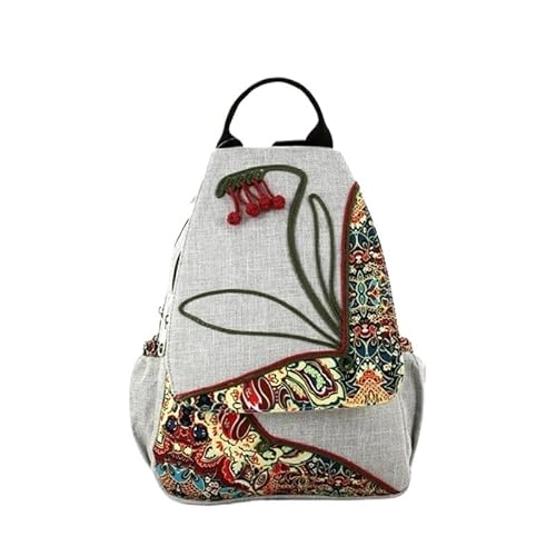 YOPI Handgestrickter Rucksack mit ethnischem Blumenmuster for Damen | Lässiger Vintage-Reiserucksack | Einzigartiges Schultaschendesign von YOPI