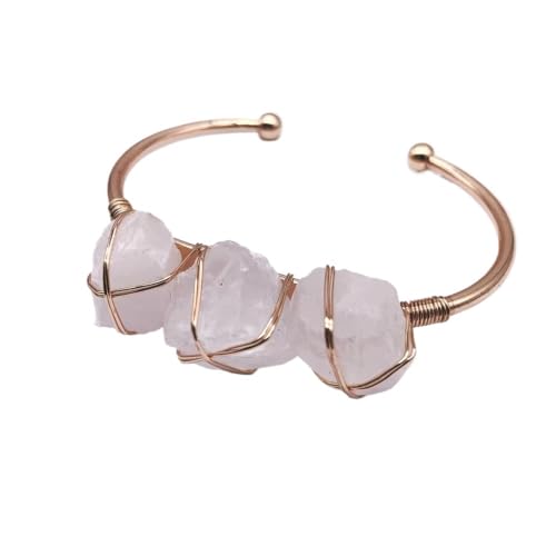 YOPI Handgewebtes Armband aus Naturkristallsteinen for Damen – Schmuck im Bohemian-Stil(WhiteCrystal) von YOPI