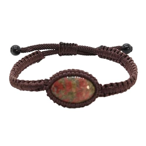 YOPI Handgewebtes verstellbares Kristallstein-Scheibenarmband | Einzigartiger böhmischer Schmuck for Frauen(Flowerstone) von YOPI
