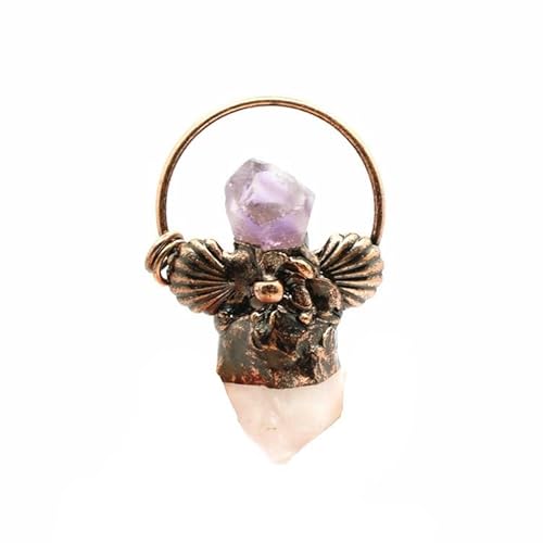 YOPI Herren-Halskette mit Anhänger aus bronzefarbenem Amethyst und weißem Kristall, Rohstein – einzigartiger Kristallschmuck for Ihn von YOPI