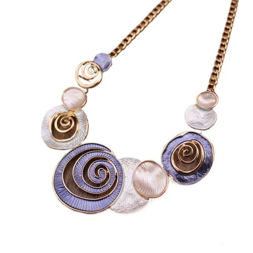 YOPI Hohle Muschelkette for Damen | Künstlerisches Ölgemälde-Design | Einzigartiger Muschelschmuck(Blue) von YOPI