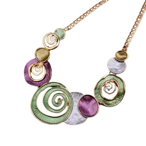 YOPI Hohle Muschelkette for Damen | Künstlerisches Ölgemälde-Design | Einzigartiger Muschelschmuck(Lila) von YOPI