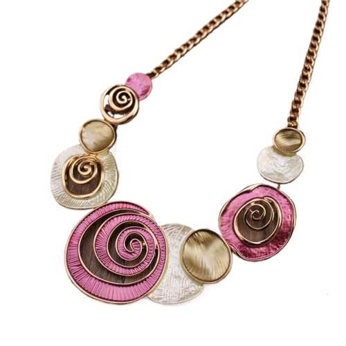 YOPI Hohle Muschelkette for Damen | Künstlerisches Ölgemälde-Design | Einzigartiger Muschelschmuck(Rosered) von YOPI