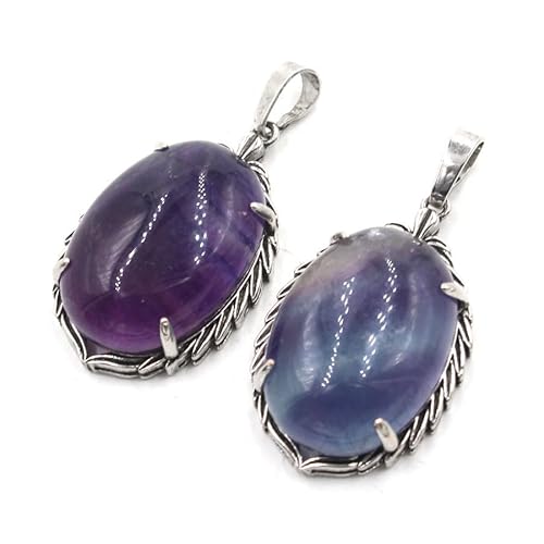 YOPI Kristall-Oval-Interface-Anhänger – Eleganter Schmuck for jeden Anlass(Coloredfluorite) von YOPI