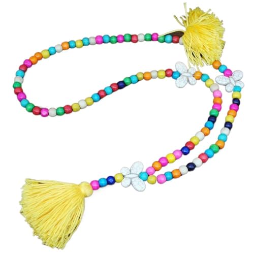 YOPI Lange Halskette for Damen im Retro-Ethno-Stil mit Schmetterlings-Anhänger und Türkis-Quasten-Design(2202yellow) von YOPI