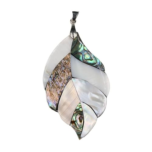 YOPI Lebensbaum-Halskette aus Abalone-Muschel | Einzigartiger Tieranhänger mit weißem Muschel- und Blattdesign(Leaf 3) von YOPI