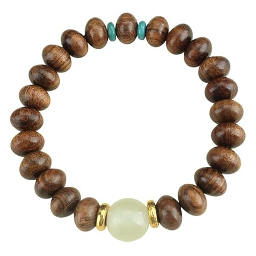 YOPI Leuchtendes Armband mit birnenförmigen Ebenholzperlen for Damen – Sandelholzschmuck im Ethno-Stil(Brown) von YOPI