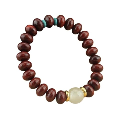 YOPI Leuchtendes Armband mit birnenförmigen Ebenholzperlen for Damen – Sandelholzschmuck im Ethno-Stil(Rot) von YOPI