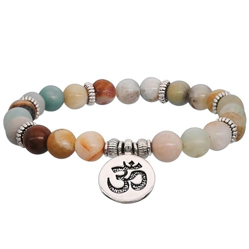 YOPI Mehrfarbiges Armband mit Lotusanhänger und Achatperlen for Damen – handgefertigter ethnischer Schmuck(Stone) von YOPI