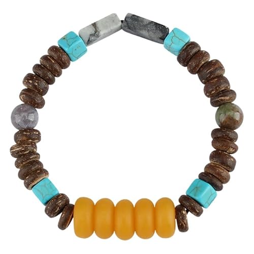 YOPI Nationales Sicherheitsarmband mit Schnalle – Perlenarmband aus Kokosnussschalen-Imitat in Türkis for Kinder und Erwachsene von YOPI