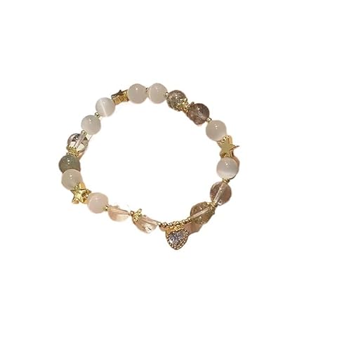 YOPI Natürliche Erdbeere Kristall Armbänder Rosa String Perlen Elastische Armreifen Party Schmuck(Pink-4) von YOPI