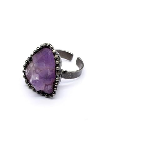 YOPI Natürlicher Amethyst Blume Ring - Einzigartiger Naturstein Schmuck für Damen, Einheitsgröße von YOPI