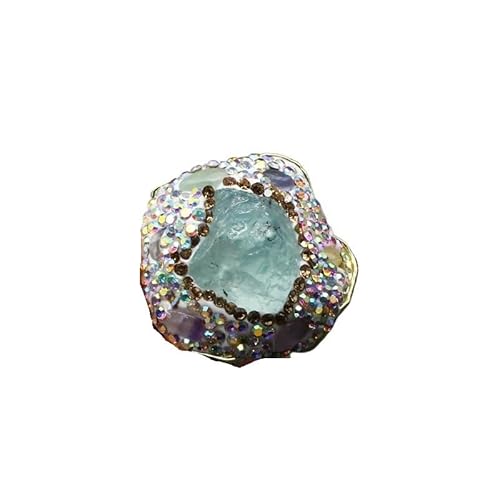 YOPI Natürlicher Amethyst-Ring in der Mitte für Damen – handgefertigter einzigartiger Edelsteinschmuck, Einheitsgröße von YOPI