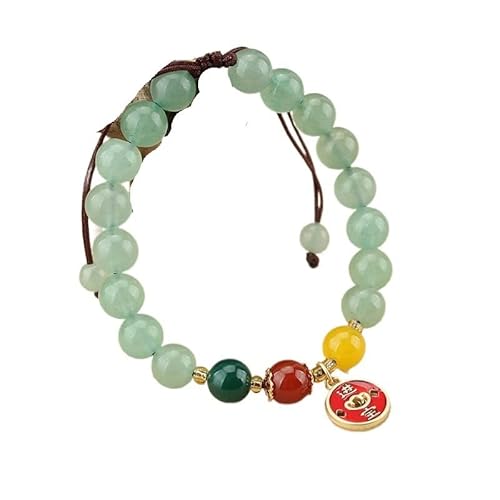 YOPI Natürliches Dongling-Jade-Armband for Damen | Vintage-Perlenschmuck for eleganten Stil(Rot) von YOPI