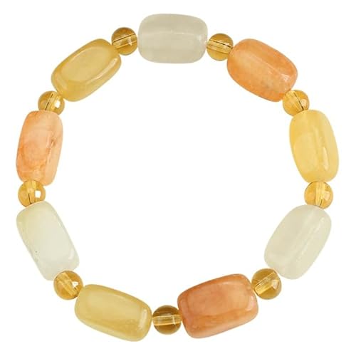 YOPI Natürliches goldenes Jade-Quadrat-Armband for Frauen | Farbenfroher Jade-Armreif im Ethno-Stil | Einzigartiger handgefertigter Schmuck von YOPI