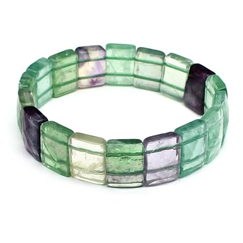 YOPI Natürliches quadratisches farbiges Fluorit-Armband for Männer und Frauen – stilvoller Edelsteinschmuck(Colored Fluorite Rectangular) von YOPI