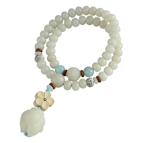 YOPI Natürliches weißes Jade-Bodhi-Wurzel-Doppelkreis-Armband for Frauen – handgefertigter Bodhi-Perlenschmuck von YOPI