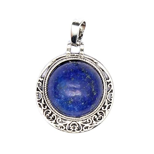 YOPI Naturstein Hohlkristall Schmuck Blauer Stein Weiß Türkis Anhänger Halskette for Frauen(Lapislazuli) von YOPI