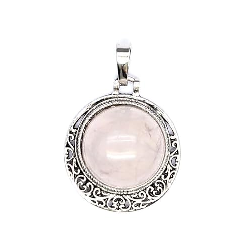 YOPI Naturstein Hohlkristall Schmuck Blauer Stein Weiß Türkis Anhänger Halskette for Frauen(Rosequartz) von YOPI
