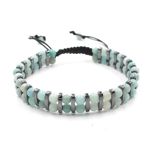 YOPI Naturstein-Kristall, runde Perle, schwarzer Gallenstein, zweireihiges ethnisches Armband for Männer und Frauen(TianheStone) von YOPI