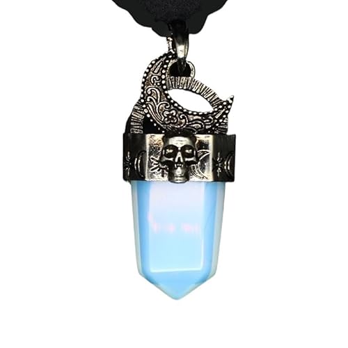 YOPI Naturstein Retro Mond Kristall Anhänger - Fluorit Schmuck for Damen(Opal) von YOPI