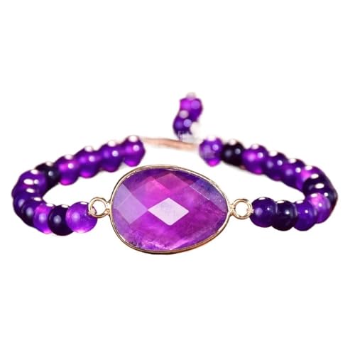 YOPI Natursteinarmband for Damen – Verstellbarer Handschmuck mit Kristallperlen(Lila) von YOPI