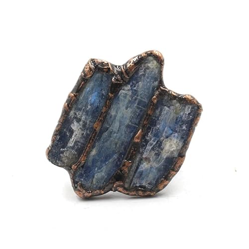 YOPI Unregelmäßiger offener Ring mit weißem und blauem Kristall – einzigartiger verstellbarer Schmuck for Frauen(Kyanite edging) von YOPI
