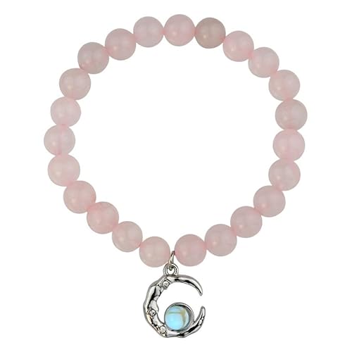 YOPI Perlenarmband mit Aquamarin-Kristall for Mädchen | Schmuck mit rosa Kristallanhänger(pink) von YOPI
