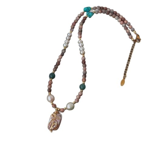 YOPI Perlenkette aus Naturstein und echten Perlen for Damen – eleganter handgefertigter Schmuck von YOPI