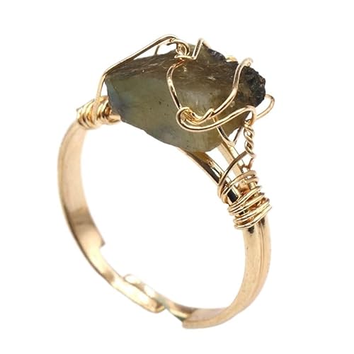 YOPI Ring mit 2 natürlichen Amethyst- und Citrin-Kristallsteinen, verstellbar, handgefertigt, für Damen, Einheitsgröße von YOPI