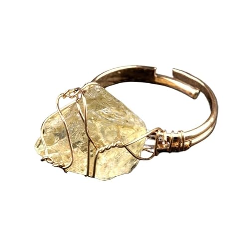 YOPI Ring mit 2 natürlichen Amethyst- und Citrin-Kristallsteinen, verstellbar, handgefertigt, für Damen, Einheitsgröße von YOPI