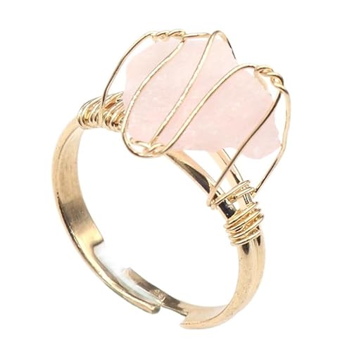 YOPI Ring mit 2 natürlichen Amethyst- und Citrin-Kristallsteinen, verstellbar, handgefertigt, für Damen, Einheitsgröße von YOPI