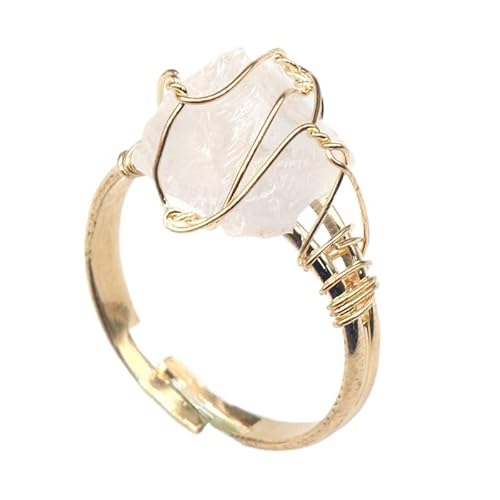 YOPI Ring mit 2 natürlichen Amethyst- und Citrin-Kristallsteinen, verstellbar, handgefertigt, für Damen, Einheitsgröße von YOPI