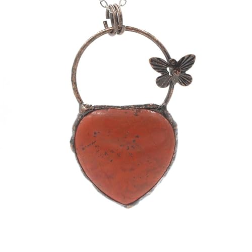 YOPI Schmetterling Anhänger aus Kristall und Metall Retro in Herzform Pfirsich – Schmuck in Herzform für Damen, One Size von YOPI