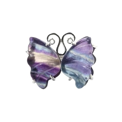 YOPI Schmetterlingsring aus Fluorit – eleganter Schmuck für Damen, Größe verstellbar, einzigartiges Design, One Size von YOPI