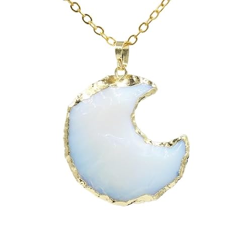 YOPI Stern-Mond-Schliff-Anhänger – Weiße Kristall-Obsidian-Halskette for Frauen, Himmlisches Schmuckgeschenk(PhnomPenhOpalMoon) von YOPI