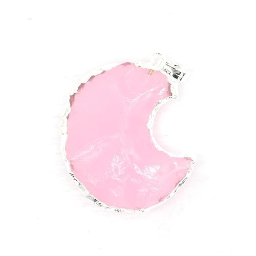 YOPI Stern-Mond-Schliff-Anhänger – Weiße Kristall-Obsidian-Halskette for Frauen, Himmlisches Schmuckgeschenk(SilveredgePinkMoon) von YOPI