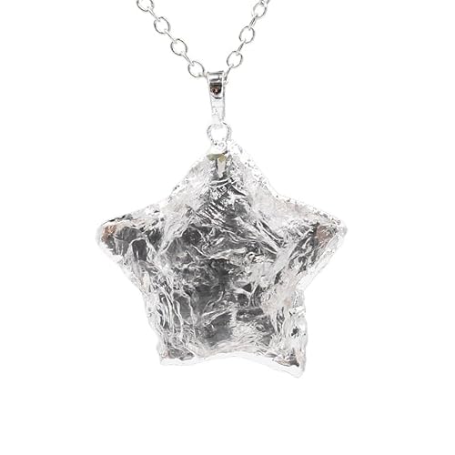 YOPI Stern-Mond-Schliff-Anhänger – Weiße Kristall-Obsidian-Halskette for Frauen, Himmlisches Schmuckgeschenk(SilveredgeWhiteCrystalStars) von YOPI