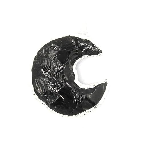 YOPI Stern-Mond-Schliff-Anhänger – Weiße Kristall-Obsidian-Halskette for Frauen, Himmlisches Schmuckgeschenk(SilverobsidianMoon) von YOPI