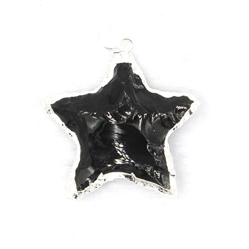 YOPI Stern-Mond-Schliff-Anhänger – Weiße Kristall-Obsidian-Halskette for Frauen, Himmlisches Schmuckgeschenk(Silverobsidianstars) von YOPI