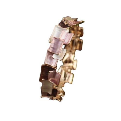 YOPI Stilvolles elastisches Emaille-Armband mit geometrischen quadratischen Nähten for Damen – unregelmäßiges Design(Brown) von YOPI