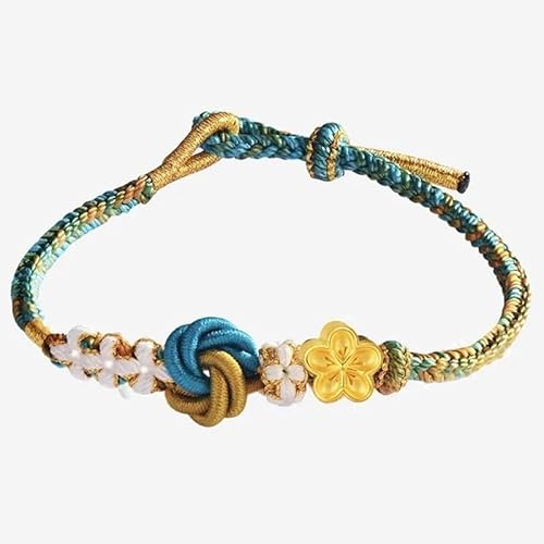 YOPI Verstellbare Handseil-Armbänder for Damen, DIY-Palastweberei, Pfirsichblüten-Anhänger, Schmuck(Light green-2) von YOPI