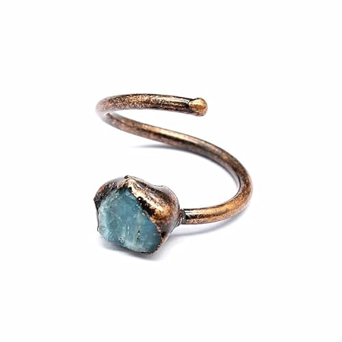 YOPI Verstellbarer Ring mit blauem Kristall und Citrin | eleganter Kristallschmuck für Damen, Einheitsgröße von YOPI