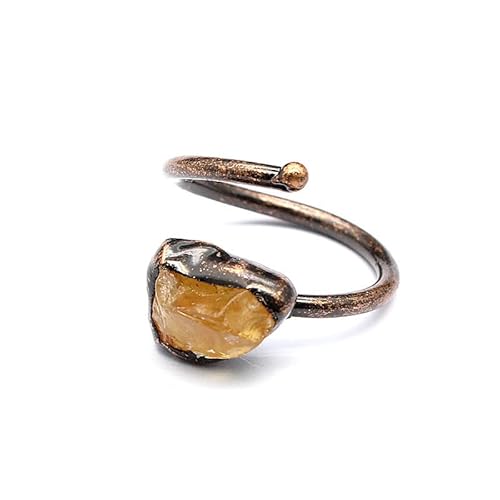 YOPI Verstellbarer Ring mit blauem Kristall und Citrin | eleganter Kristallschmuck für Damen, Einheitsgröße von YOPI