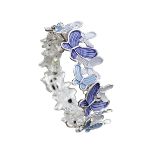 YOPI Vielseitiges elastisches Emaille-Haararmband mit Schmetterlingsmotiv aus Legierung for Damen – Charm-Schmuck mit Diamant-Intarsien(Blue) von YOPI