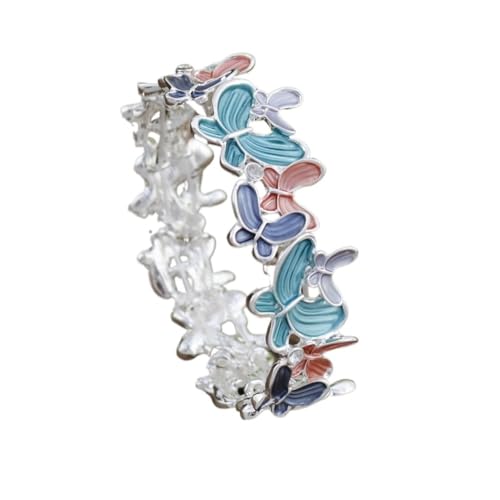 YOPI Vielseitiges elastisches Emaille-Haararmband mit Schmetterlingsmotiv aus Legierung for Damen – Charm-Schmuck mit Diamant-Intarsien(Orange) von YOPI