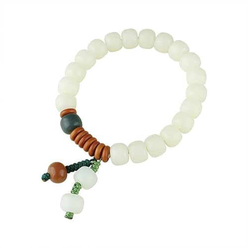 YOPI Vintage-Armband aus weißer Jade mit Bodhi-Wurzeln for Damen – eleganter Rosenkranz-Perlenschmuck(Rot) von YOPI