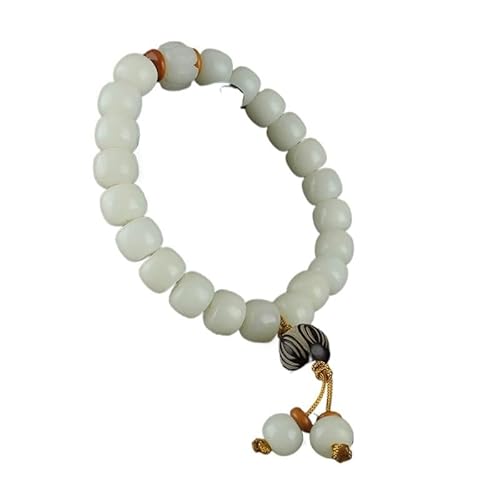 YOPI Vintage-Armband aus weißer Jade mit Bodhi-Wurzeln for Damen – eleganter Rosenkranz-Perlenschmuck(Weiß) von YOPI